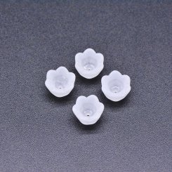 アクリル ビーズ フラワー 花型 半クリア ホワイト 6×9mm【100g（約454ヶ）】