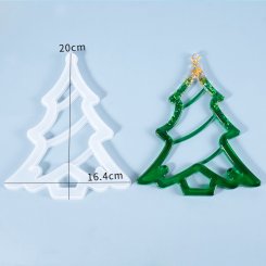 シリコンモールド 中空のクリスマスツリー DIYペンダントシリコーン型 半クリア164x200x11mm【5ヶ】