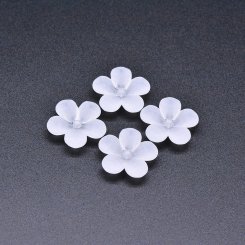 アクリル ビーズ フラワー 花型 ホワイト 7×21mm 【100ヶ】