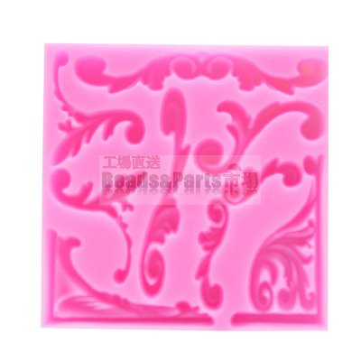 シリコンモールド 浮き彫り花型 ピンク 100x100x10mm【2ヶ】