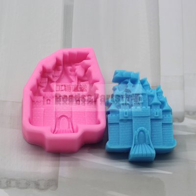 シリコンモールド城の形の手作り石鹸型 ピンク108x85x32mm【2ヶ】