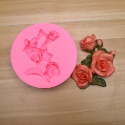 シリコンモールド 薔薇ツバキの花 ピンク105×27mm【2ヶ】