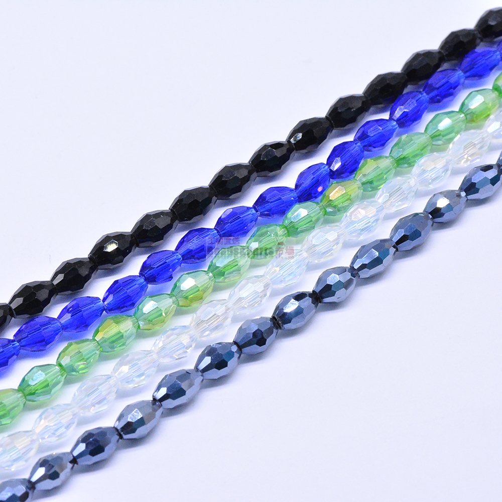 メッキガラスビーズ オーバルカット 6×8mm 【1連(約71ヶ）】 - Beads-Parts-Market.jp