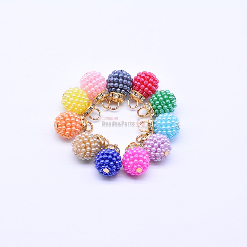 アクリルチャーム ストーン付き ボール カラーミックス 12×19mm【500g】 - Beads-Parts-Market.jp