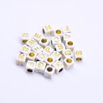 アクリルキューブアルファベットビーズ ゴールド 6×6mm【2900-3000ヶ】