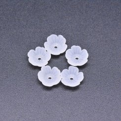 アクリル ビーズ フラワー 花型 半クリア ホワイト 3×11mm 【100ヶ】