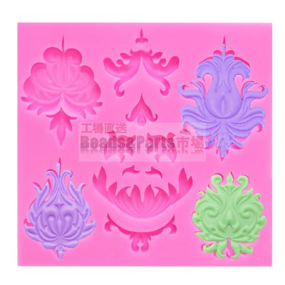 シリコンモールド 浮き彫り花型 ピンク 135x125x9mm【2ヶ】