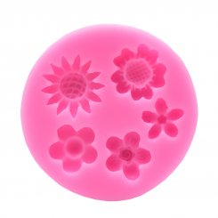 シリコンモールド 太陽の花ひまわり小花バラ菊 ピンク 約70×100mm【2套】