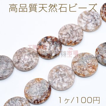 高品質天然石 ビーズ コイン型 25mm ボツワナアゲート【1ヶ】